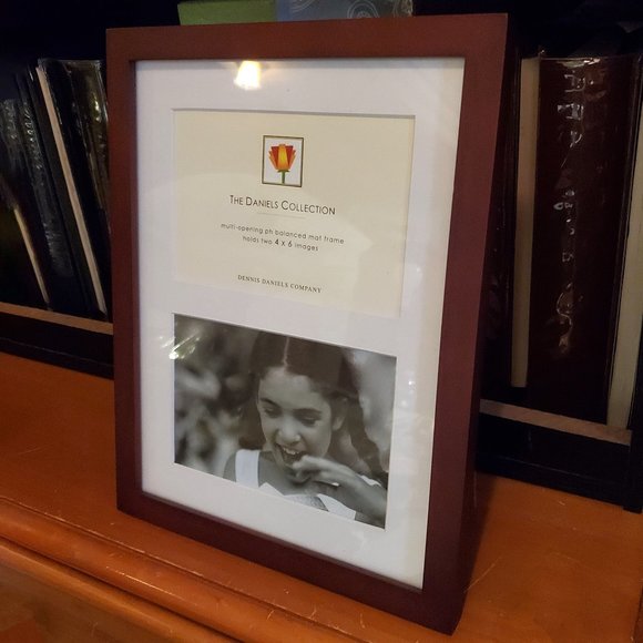 Dennis Daniels Matted Double 4x 6" Photo with Dark Walnut (W41) wood Frame, NWT - Picture 2 of 5